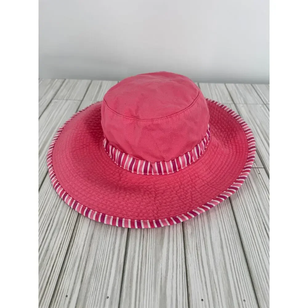 Hannah Andersson sun hat girls large bucket stripe summer pink white cotton
